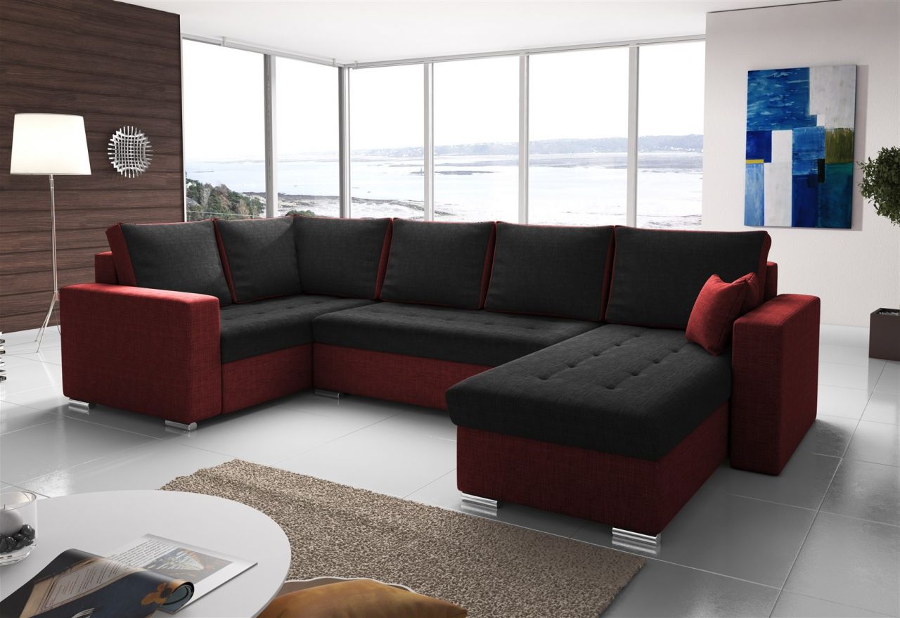 Couchgarnitur FANO mit Schlaffunktion Otto..Rechts Rot / Schwarz