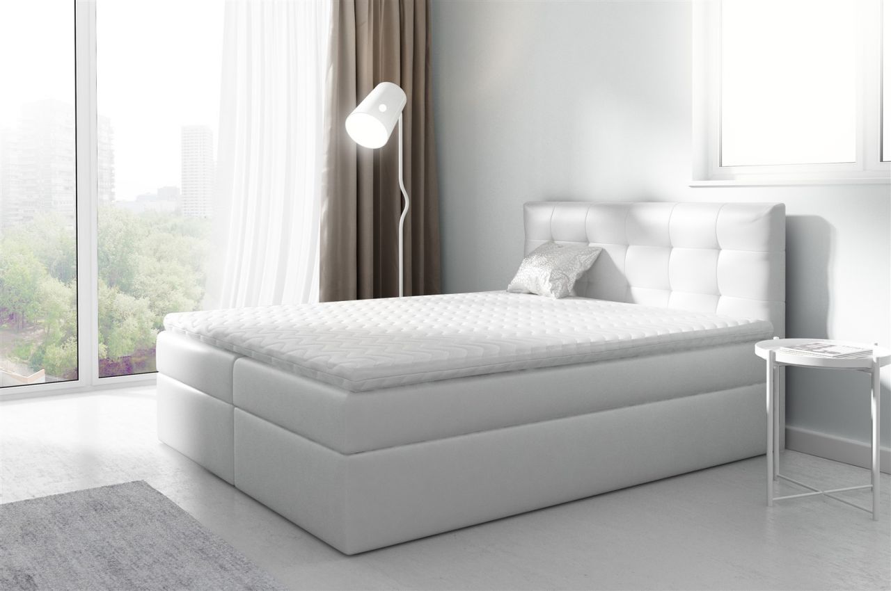 Boxspringbett Schlafzimmerbett PARLA 140x200cm Kunstleder Weiss