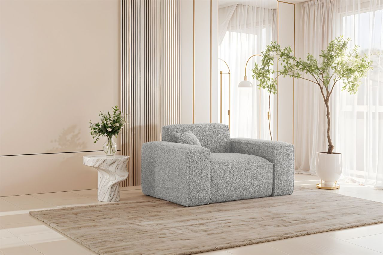 Sessel Designersessel CELES PREMIUM in Stoff Sven Hellgrau