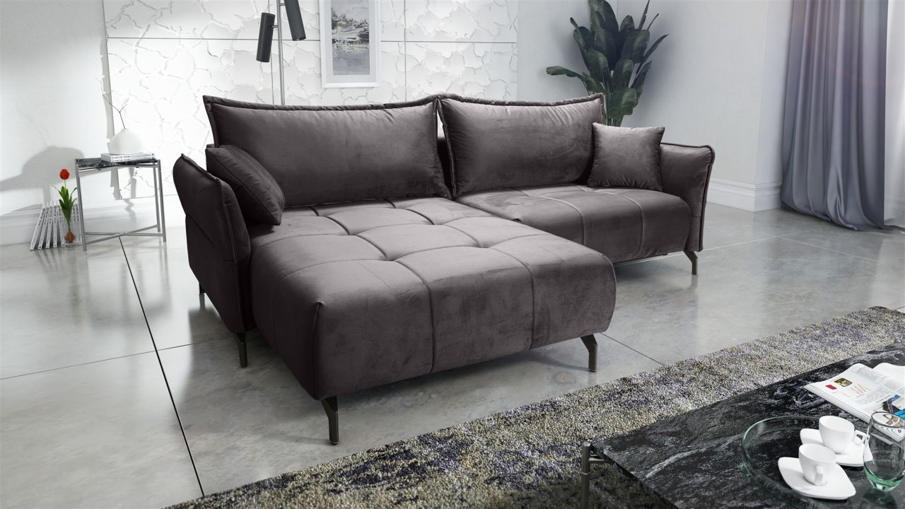 Ecksofa Schlafsofa Sofa VICTORIA Stoff Element Grafit Ottomane Links