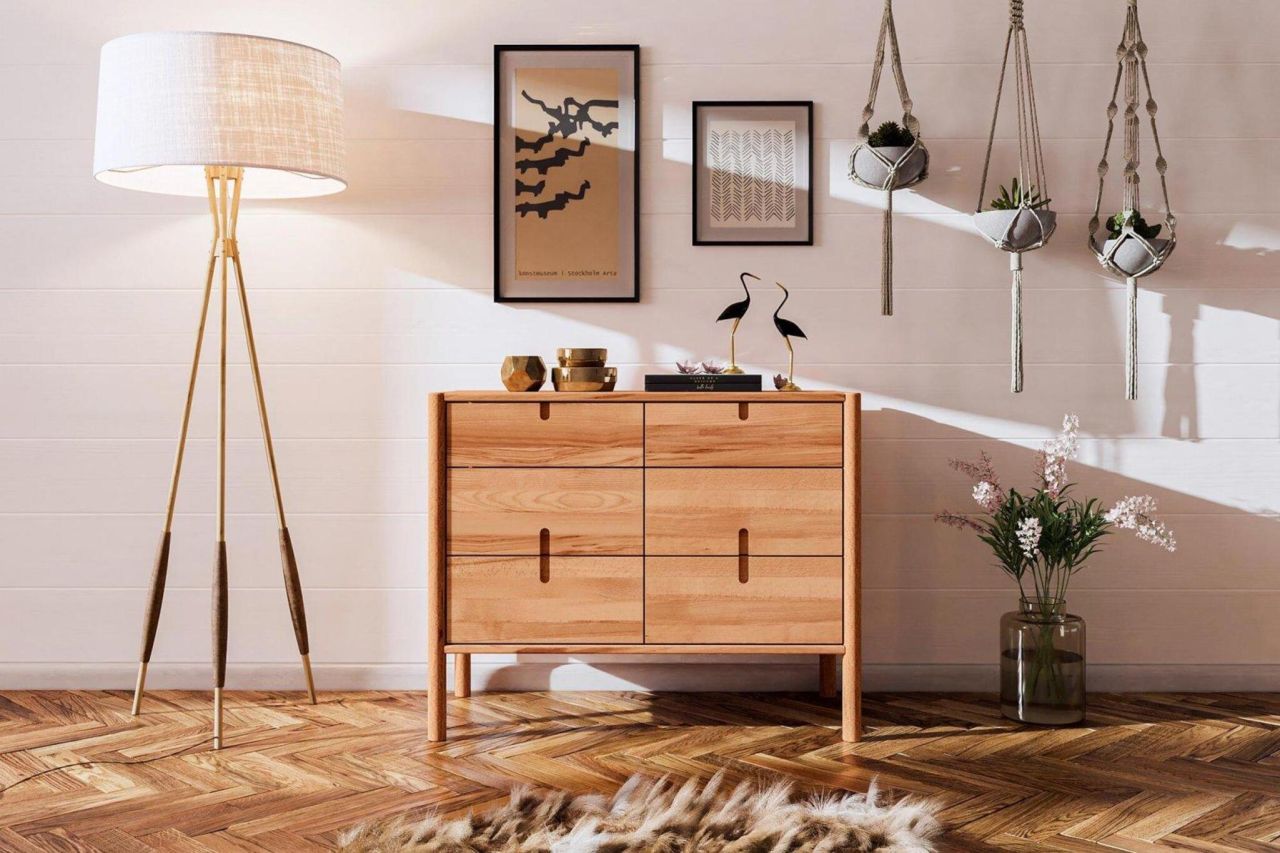 Kommode Schrank SAGA Buche massiv 97x79x46 cm