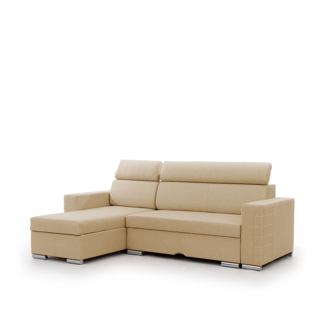 Ecksofa Schlafsofa Sofa CANTON in Stoff Liverpool Beige Ottomane Links