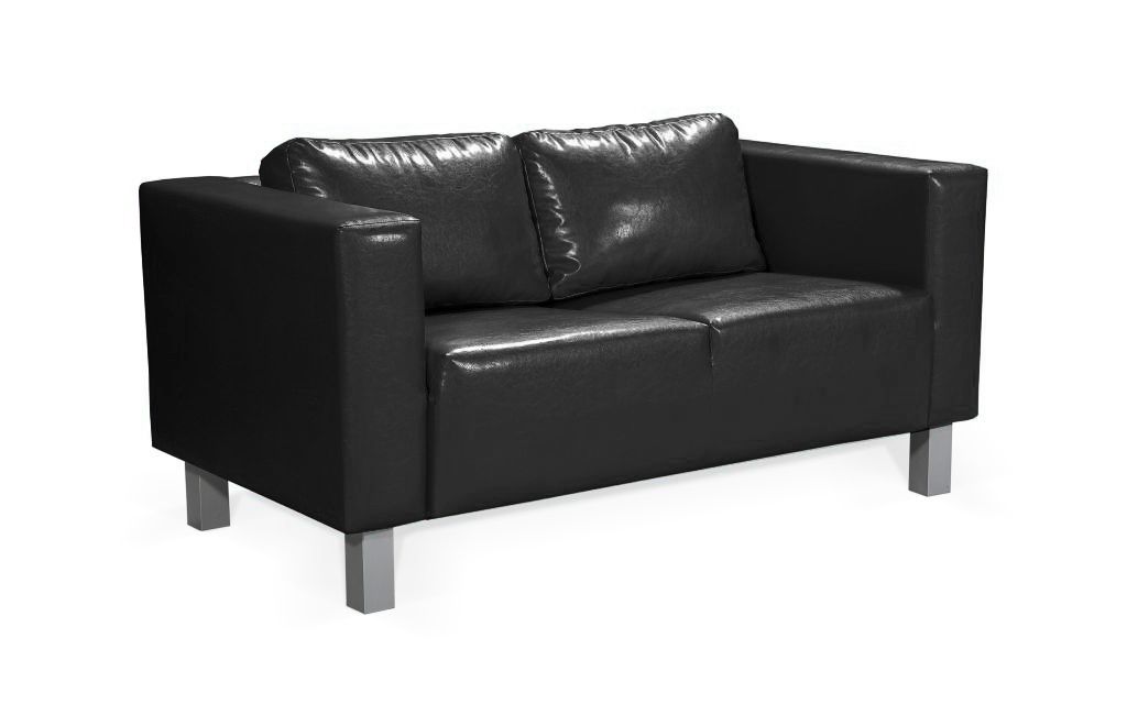 Sofa Designersofa MAILAND 2-Sitzer in Kunstleder Schwarz
