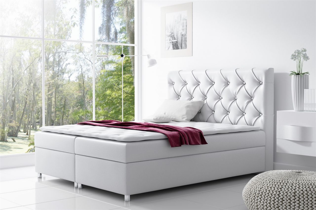 Boxspringbett Schlafzimmerbett DOLCE Kunstleder Weiss 180x200cm