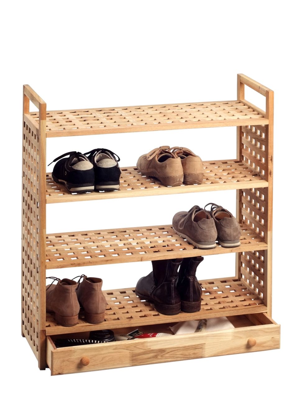 Schuhregal Schuhbank Regal - Luca - Walnuss Massiv 70 x 81 cm