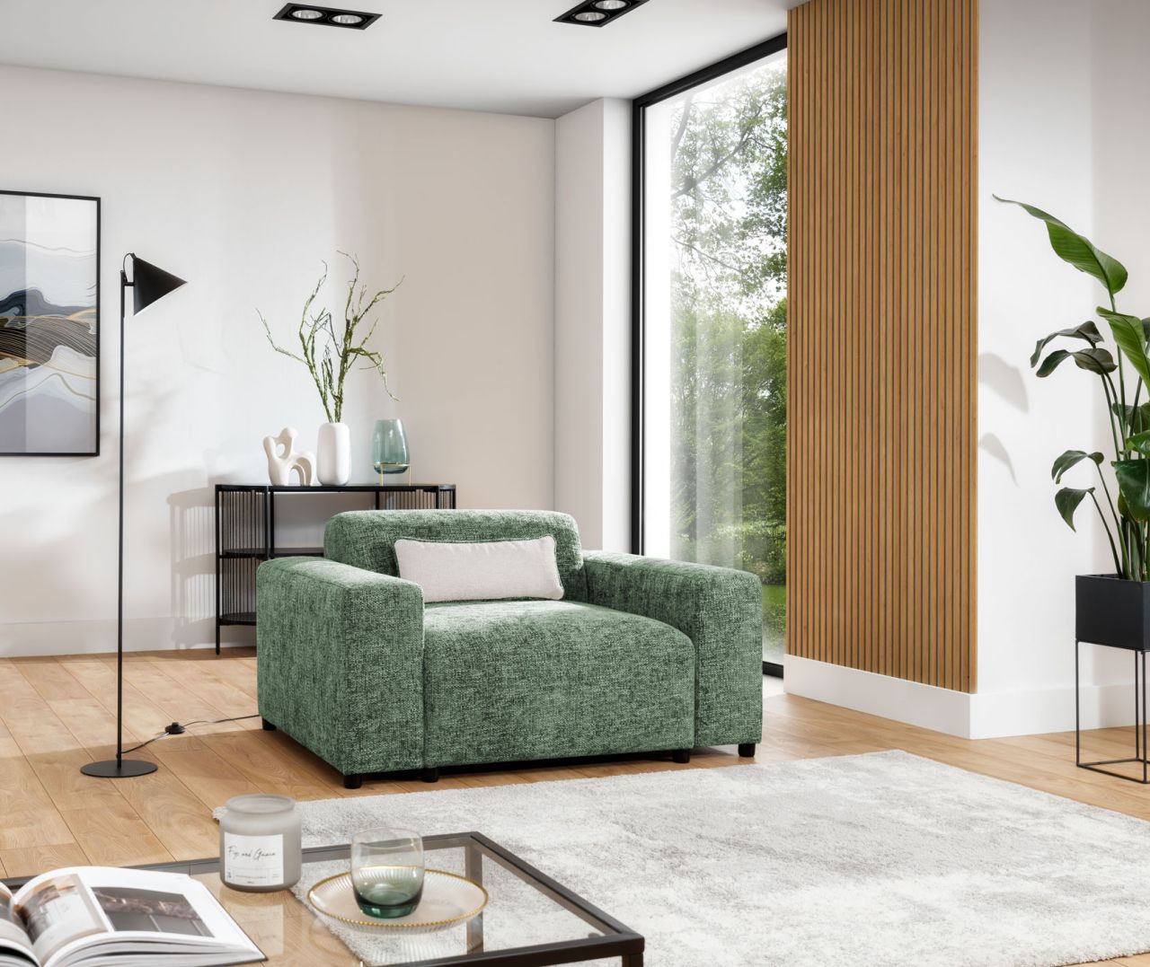 Sessel Designersessel ROMY in Stoff Enjoy Me Olivgrün