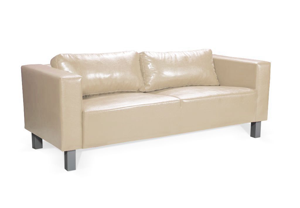 Sofa Designersofa MAILAND 3-Sitzer in Kunstleder Creme