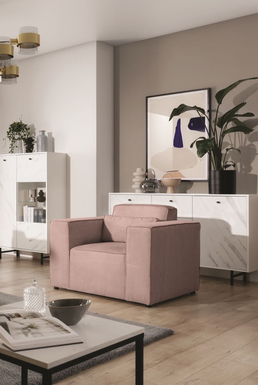 Sessel Designersessel WALDO in Stoff Poso Altrosa