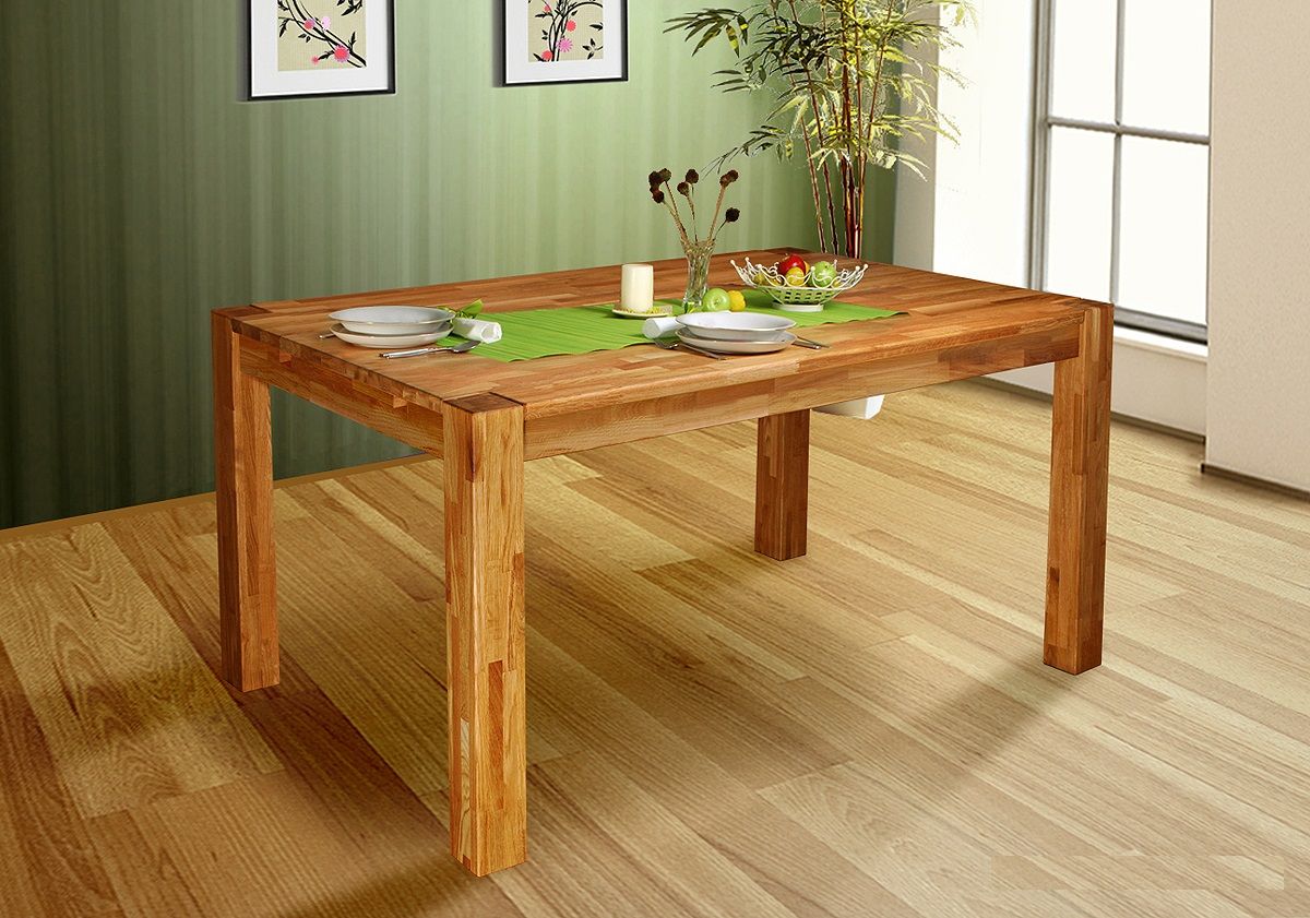 Esstisch German1 Tisch 180x90 Eiche massiv / Fuß 80x80 mm