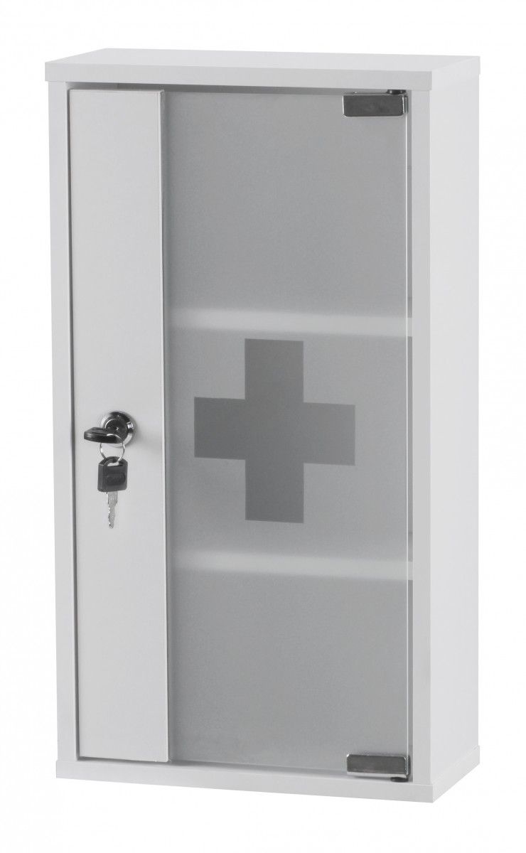 Medizinschrank - AID -abschließbar Erste Hilfe Schrank weiß 48x26x12cm