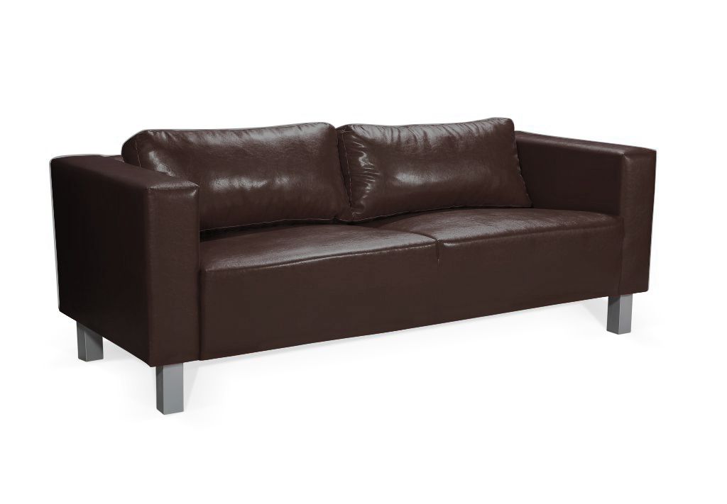 Sofa Designersofa MAILAND 3-Sitzer in Kunstleder Dunkelbraun
