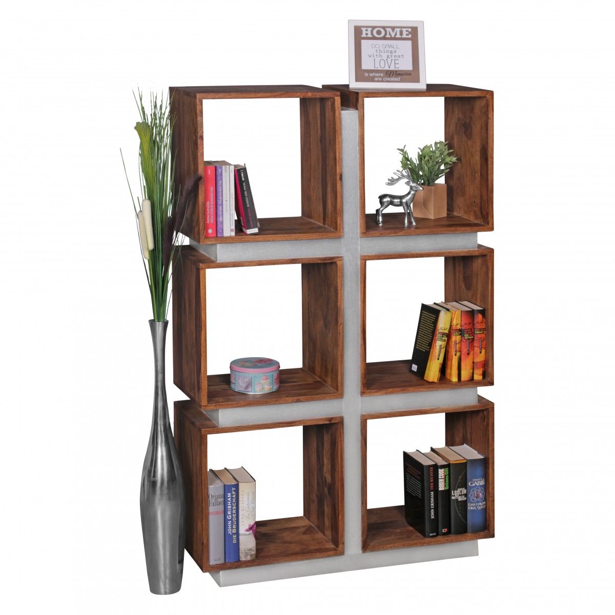 Bücherregal Regal Raumteiler NUKA 85x30x135 cm Holz Sheesham Landhaus