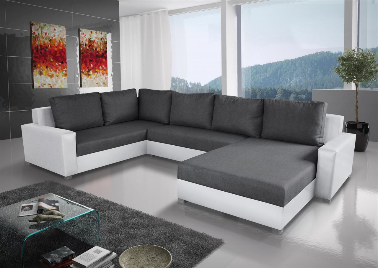 Couchgarnitur GRADO mit Schlaffunktion Otto.. Rechts Weiss/ Dunkelgrau