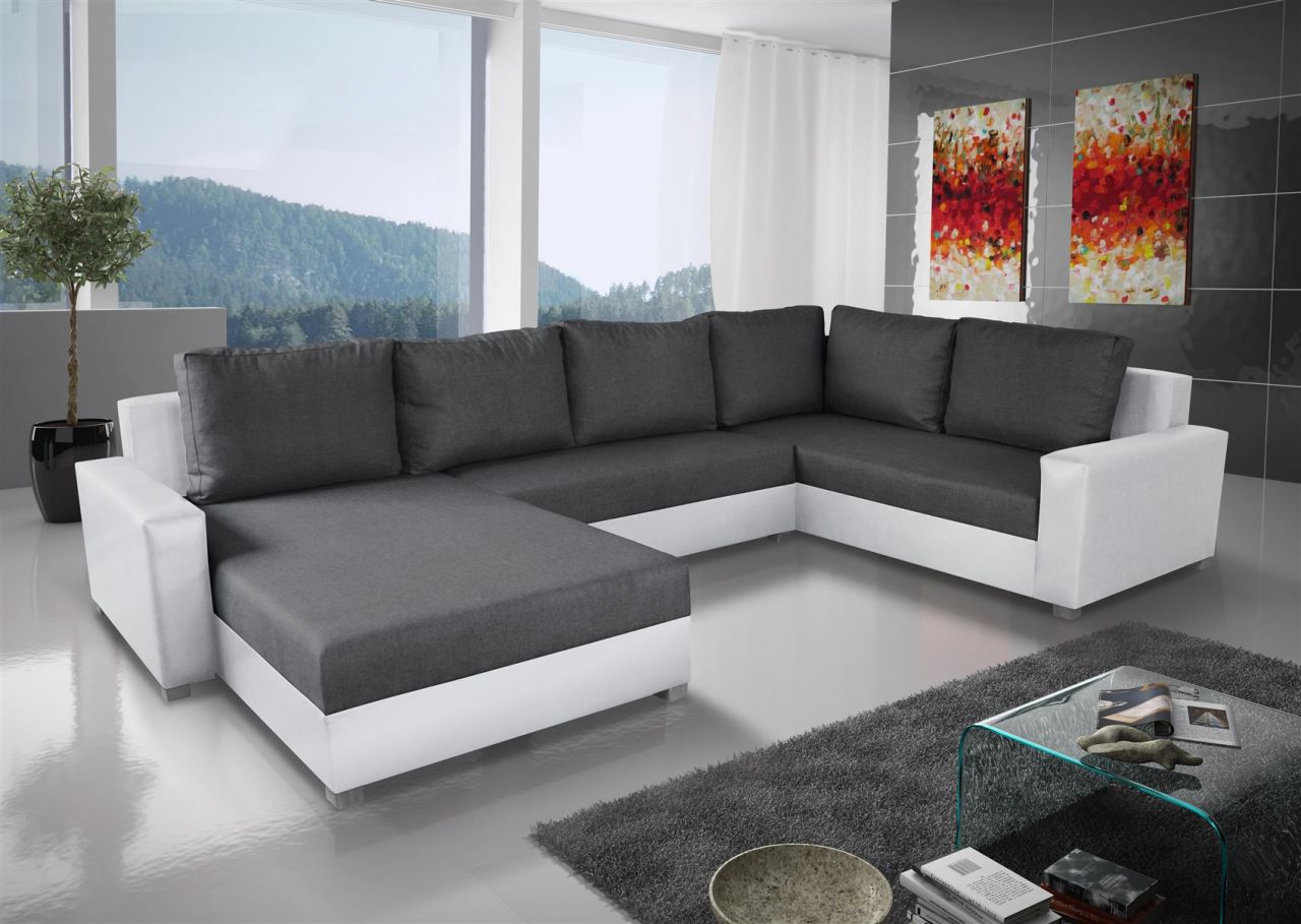 Couchgarnitur GRADO mit Schlaffunktion Otto.. Links Weiss/ Dunkelgrau