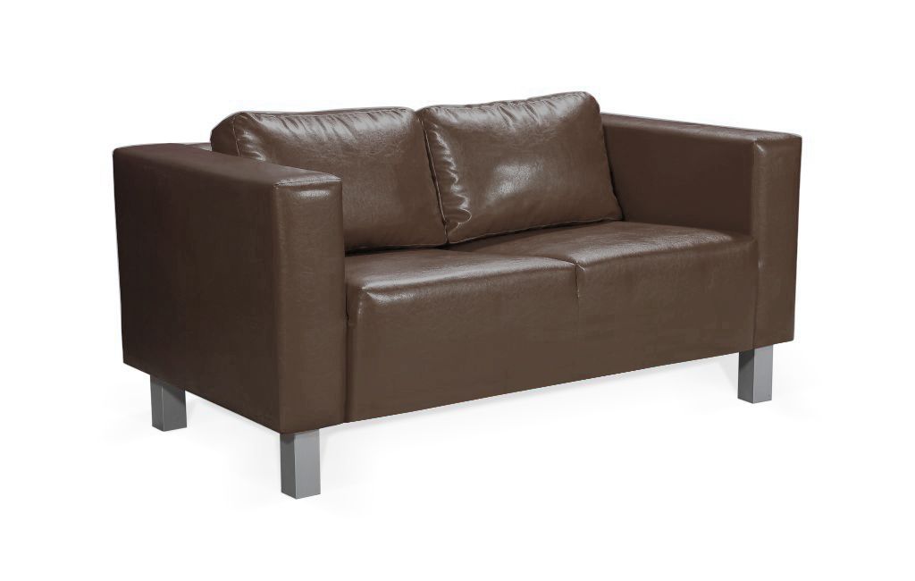 Sofa Designersofa MAILAND 2-Sitzer in Kunstleder Braun