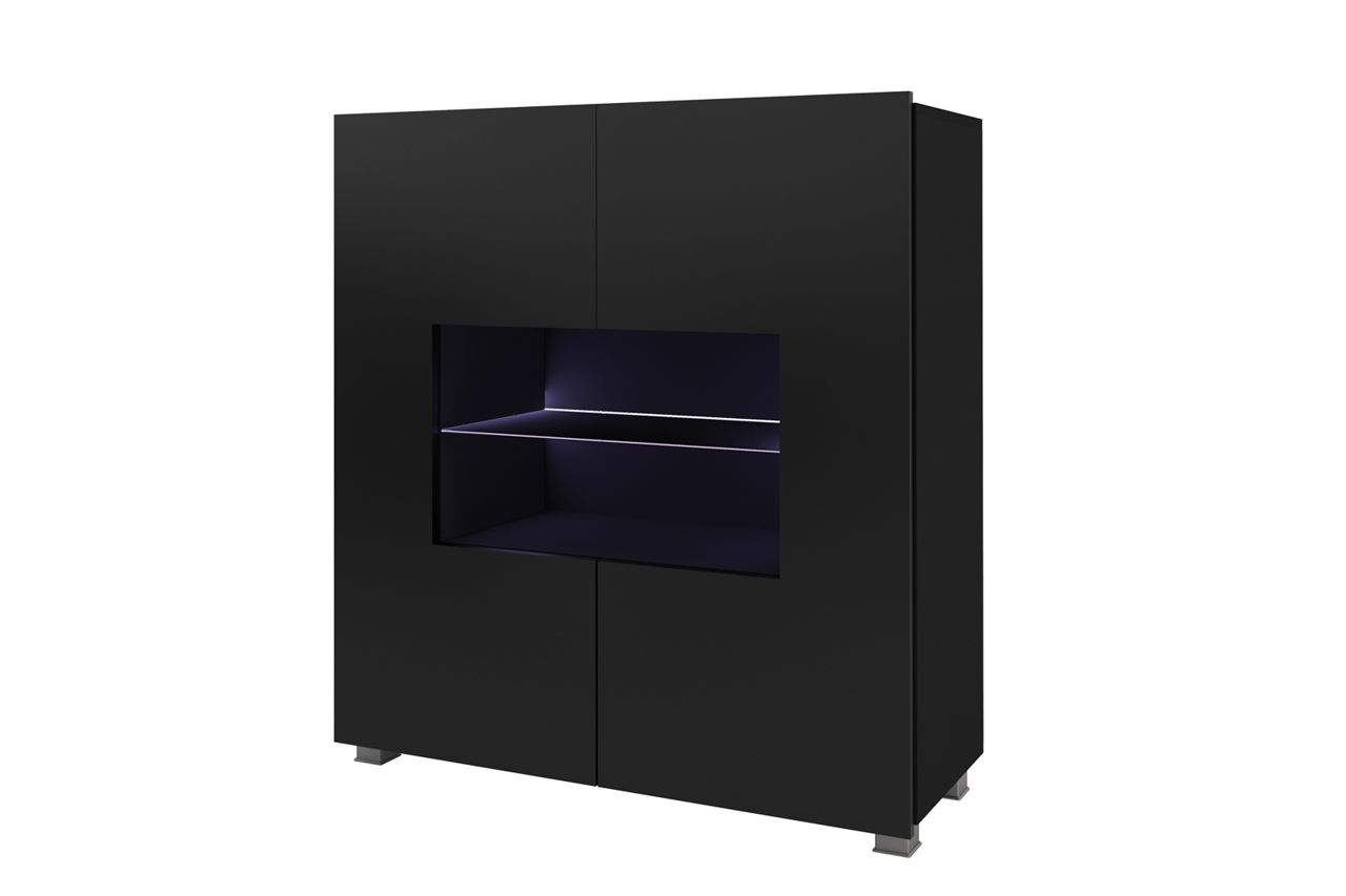 Highboard Schrank KAVOS in Schwarz Hochglanz inkl.LED Beleuchtung