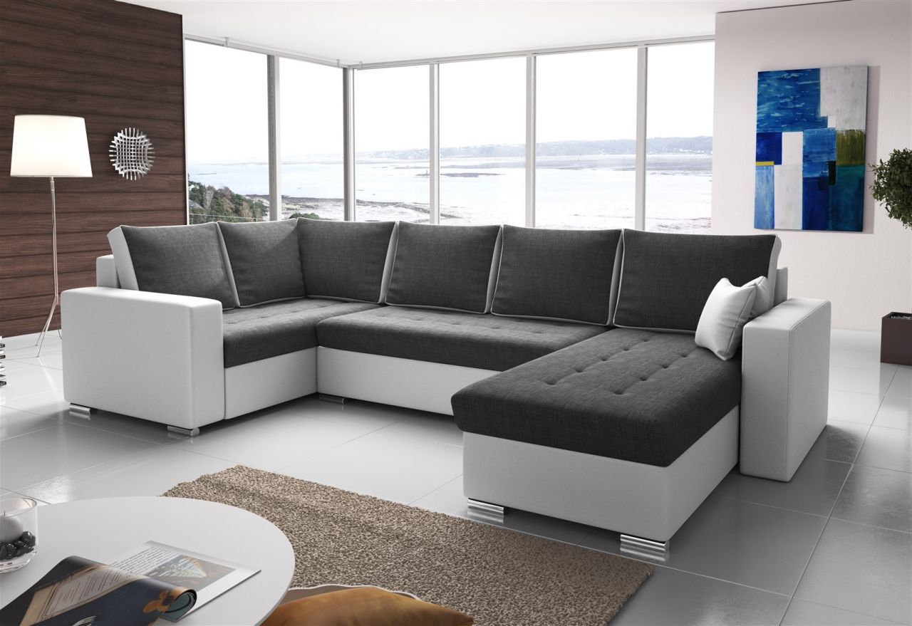 Couchgarnitur FANO mit Schlaffunktion Otto..Rechts Weiss / Dunkelgrau
