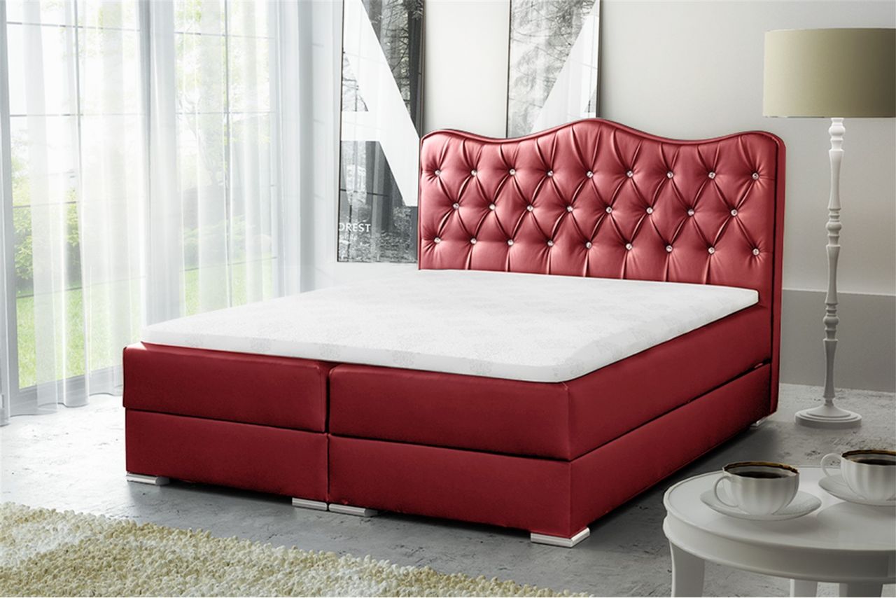 Boxspringbett Schlafzimmerbett SULTAN Kunstleder Rot 120x200cm