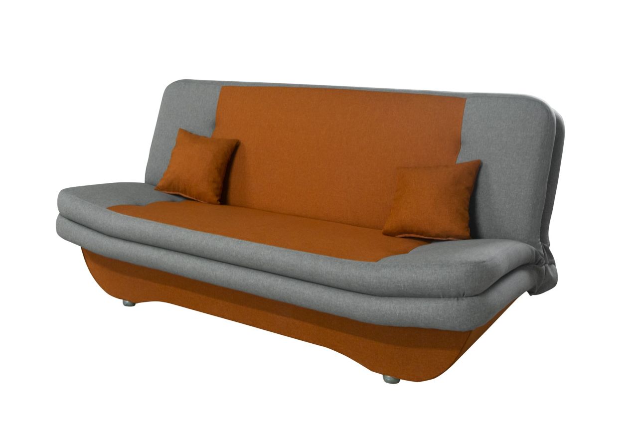 Klick-klack-Sofa Schlafsofa KANDY in Stoff Orange-Grau