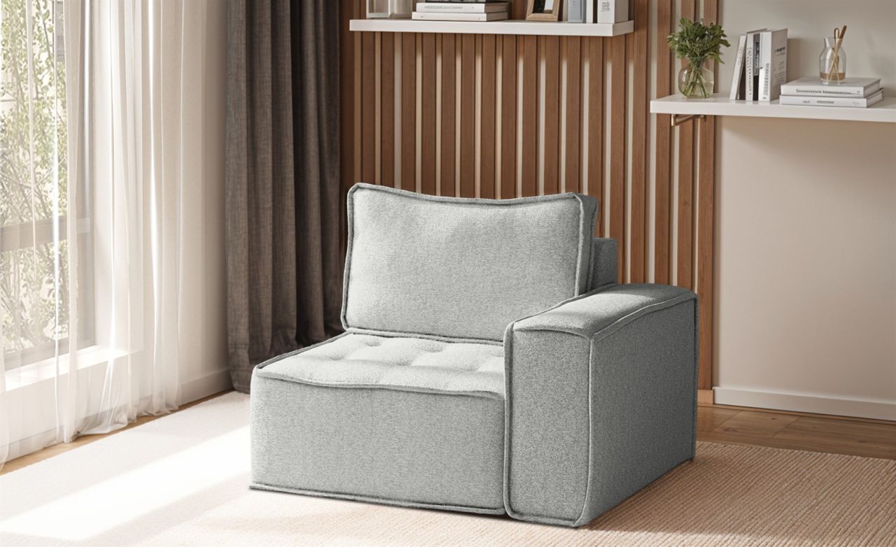 Sessel SANDE 1-Sitzer Modul Stoff Alpine Hellgrau Seite Rechts