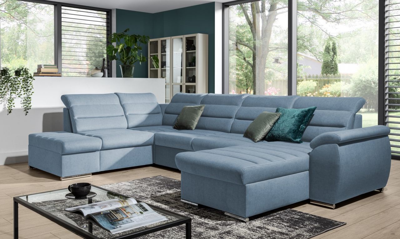 Couchgarnitur PASCARA U-Form mit Schlaffunktion-Hellblau /Otto.. Rechts