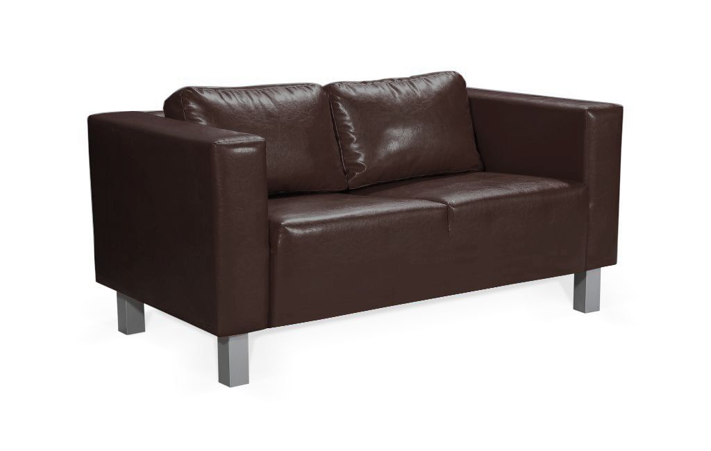 Sofa Designersofa MAILAND 2-Sitzer in Kunstleder Dunkelbraun