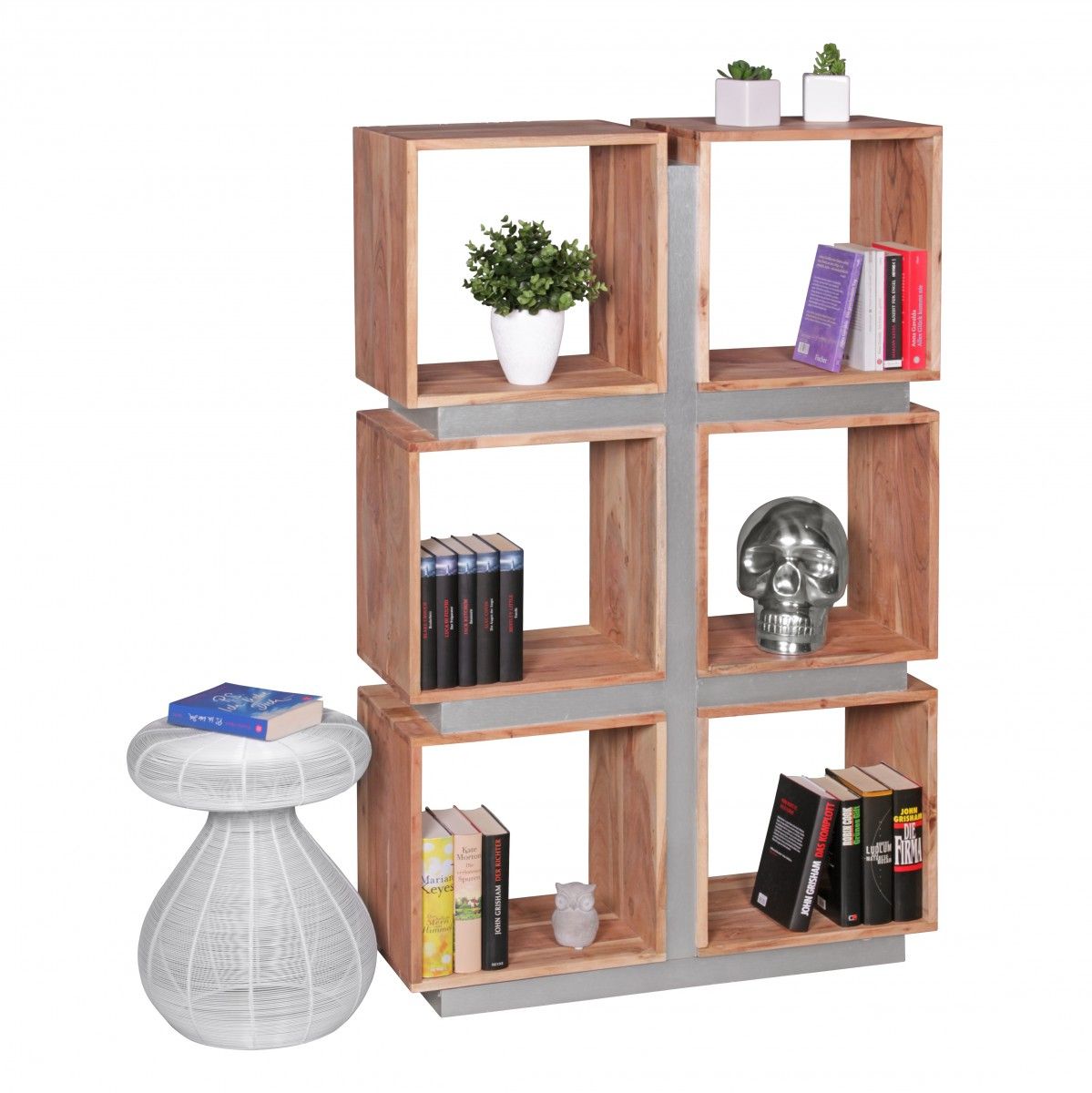 Bücherregal Regal Raumteiler NUKA 85x30x135 cm Holz Akazie Landhaus
