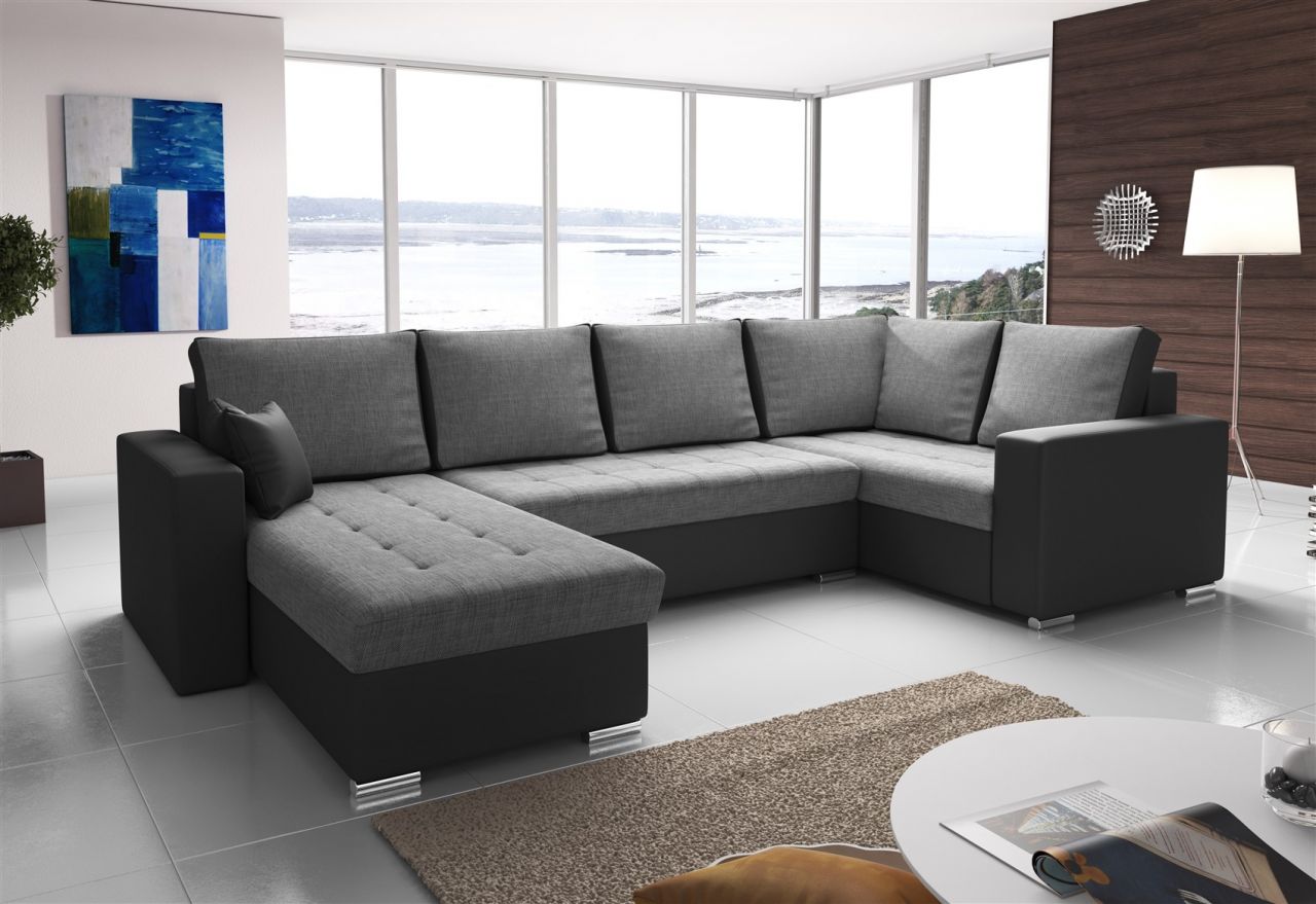 Couchgarnitur FANO mit Schlaffunktion Otto..Links Schwarz/ Hellgrau