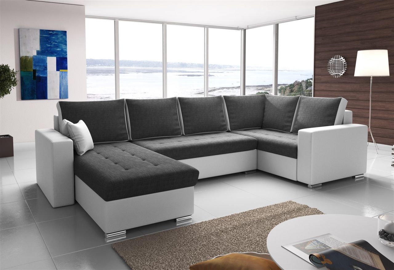 Couchgarnitur FANO mit Schlaffunktion Otto..Links Weiss/ Dunkelgrau