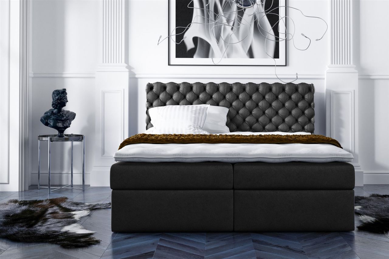 Boxspringbett Schlafzimmerbett PARINI 180x200cm Schwarz