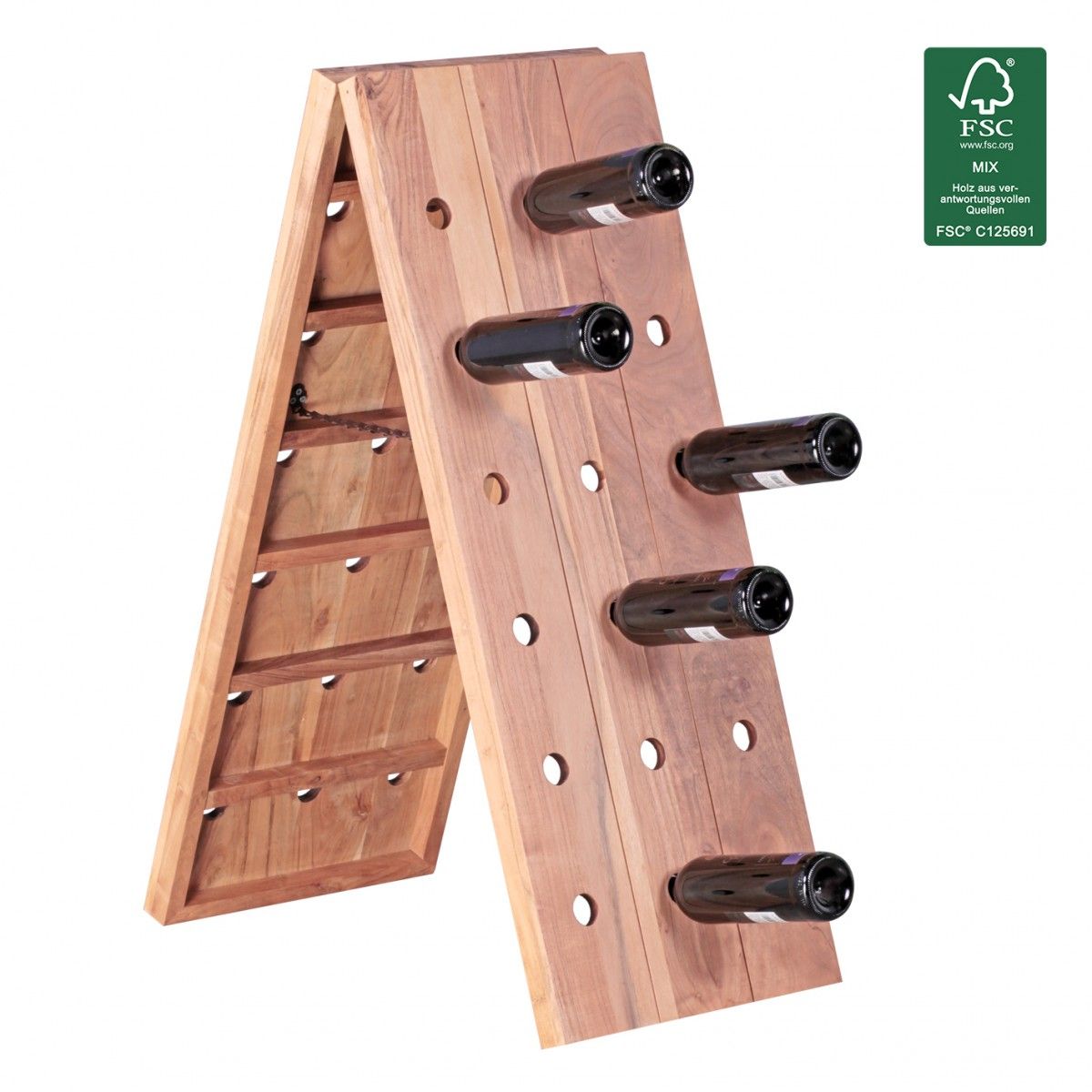 Weinregal Flaschenregal 100 cm für 36 Flaschen Massiv-Holz Akazie