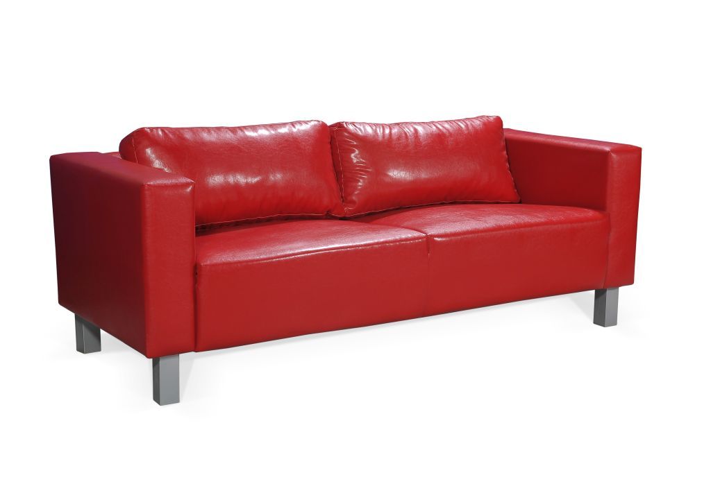 Sofa Designersofa MAILAND 3-Sitzer in Kunstleder Rot