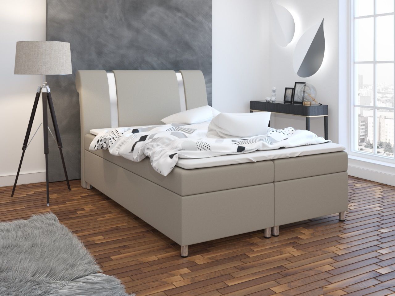 Boxspringbett Schlafzimmerbett TIAN 140x200cm inkl.Bettkasten