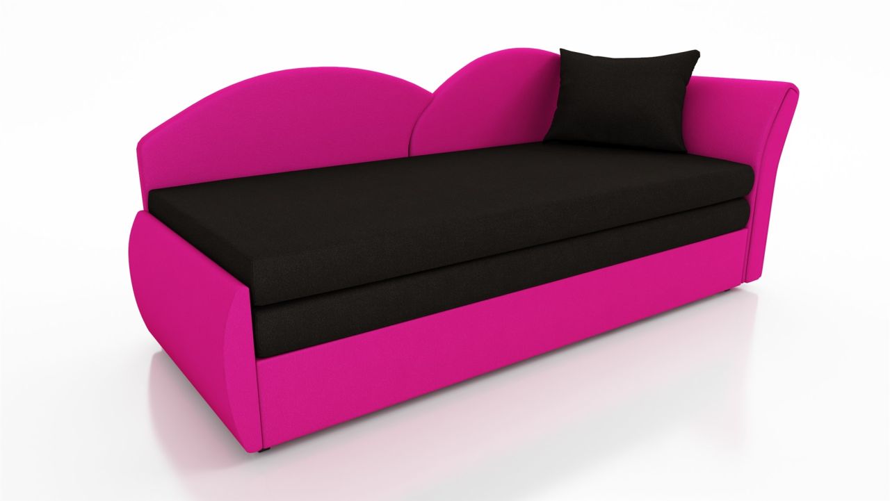 Sofa Schlafsofa inklusive Bettkasten ALINA / L- Stoff Alova Pink / Schwarz