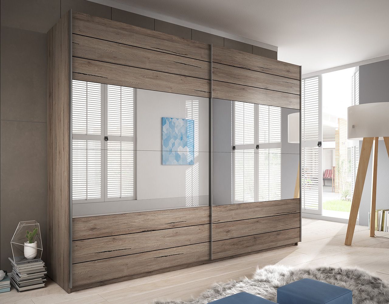 Kleiderschrank DAVOS Schwebetürenschrank Sanremo Eiche 200x210 cm