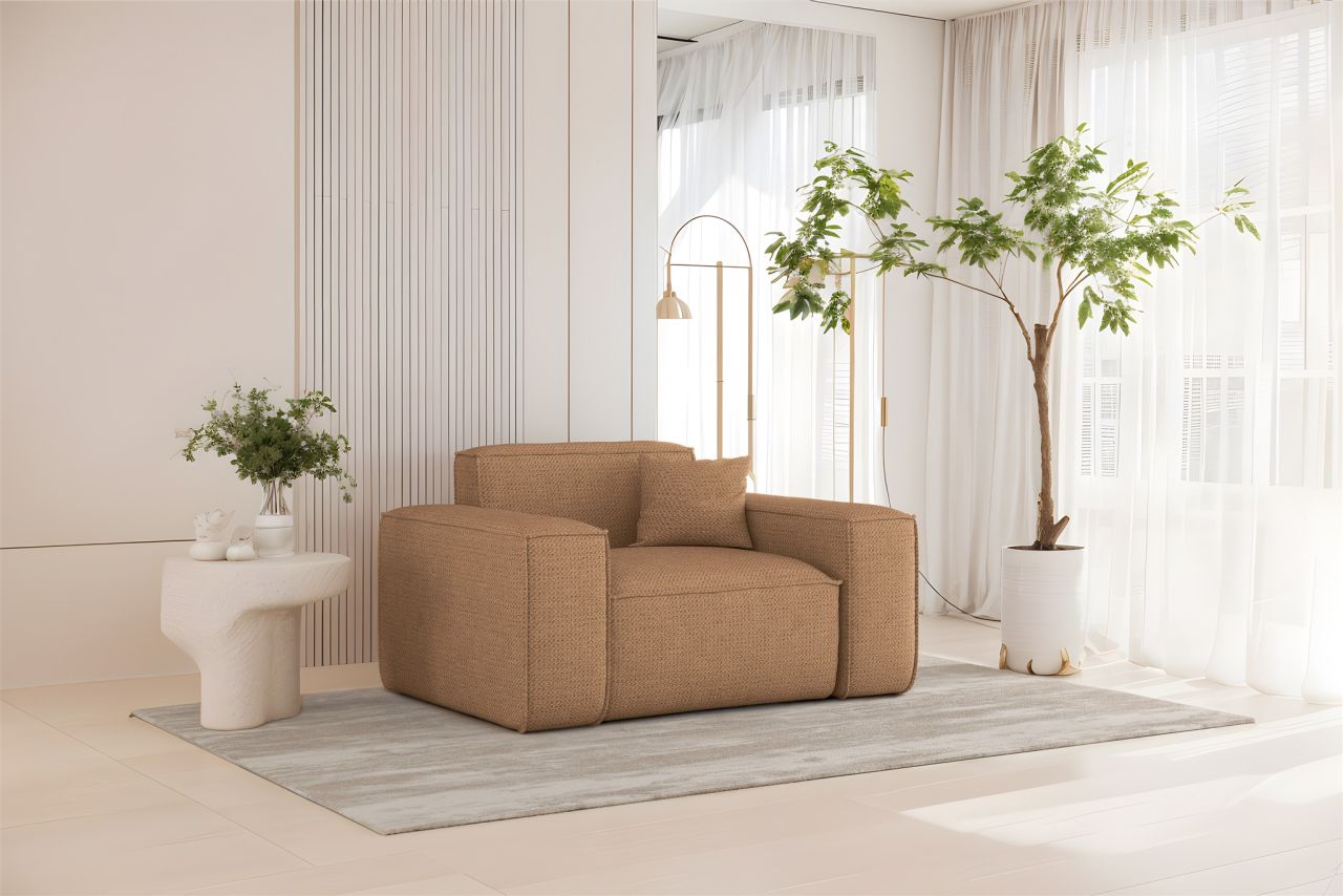 Sessel Designersessel CELES PREMIUM in Stoff Artico Rostbraun