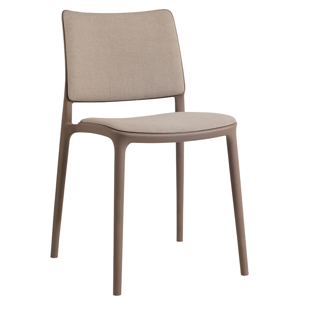 Stuhl mit Sitzkissen und weicher Stuhllehne Joy-S grau-braun, graues Gewebe-braun