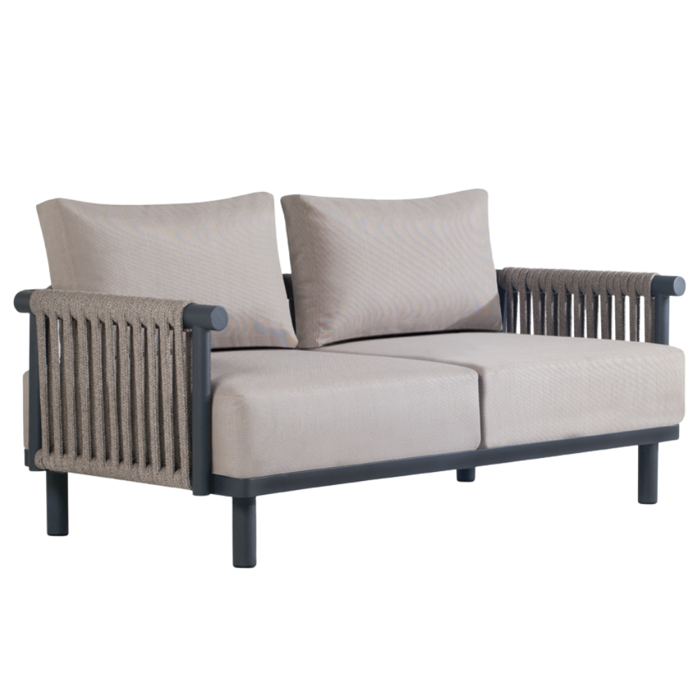 Sofa Papatya Breeze Sofa LS02 anthrazit, graubraune Kordel, graubrauner Stoff