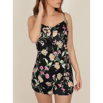 Admas  Pyjamas/ Nachthemden Pyjama-Shorts Tanktop Black Flowers schwarz