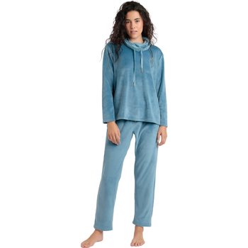 Admas Pyjama-Sets Pyjama Samt Hose Sweatshirt Stehkragen Luxury Velvet