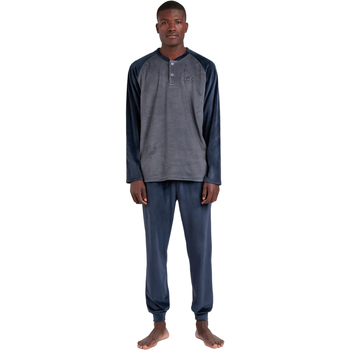 Admas Pyjama-Sets Pyjama Samt Outfit Hose Top Langarm Basic Stripes