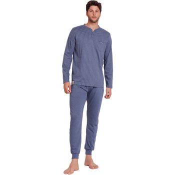Admas Pyjama-Sets Pyjama Hausanzug Hose Polo Langarm Blue Premium