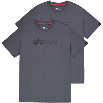 Alpha Industries  T-Shirts & Poloshirts Alpha Label T-Shirt 2 Pack - greyblack/black