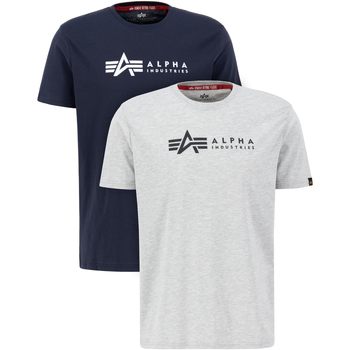 Alpha Industries T-Shirts & Poloshirts Alpha Label T-Shirt 2 Pack - grey.heat/rep.blue