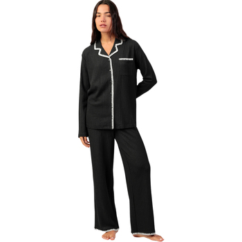 Admas  Pyjama-Sets Pyjama mit weiter Hose und langärmeligem Hemd Stitching