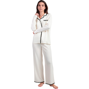 Admas Pyjama-Sets Pyjama mit weiter Hose und langärmeligem Hemd Stitching