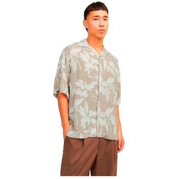 Jack & Jones Kurzarm Hemdbluse Chemise Jack Jones Jeff Aop Beige