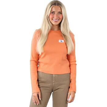 Calvin Klein Jeans Langarmshirt T-shirt à manches longues Calvin Klein slim fit femme orange