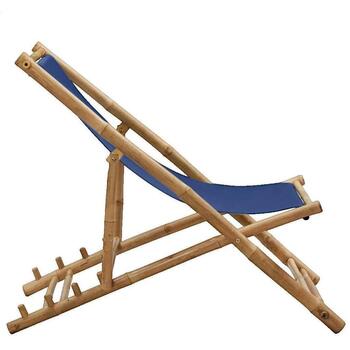 VidaXL  Gartenstühle Chaise de terrasse  Bambou et toile Bleu marine