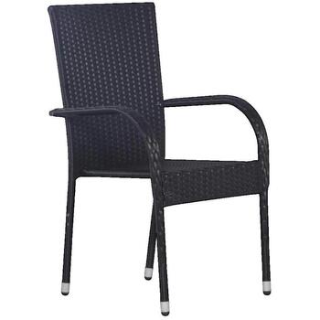 VidaXL Gartenstühle Chaises d'extérieur Lot de 2 Résine tressée Noir